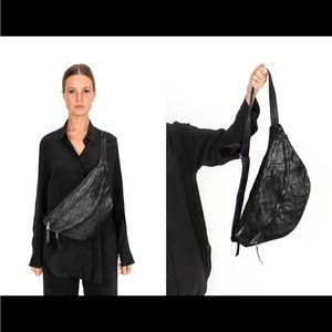 Black leather sling bag